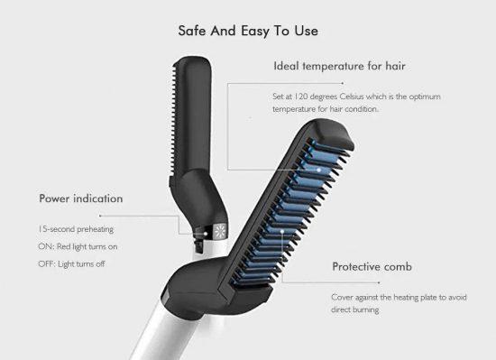 Men's Beard and Hair Curling Straightener Modelling Comb