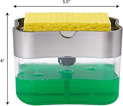 Liquid Pump Dispenser for Dishwasher & Sponge Holder (385 ML) - 1 Free Sponge