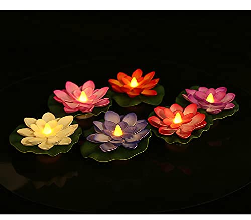 Water Sensor Floating Lotus Flower LED Tea Candles (Multicolor)