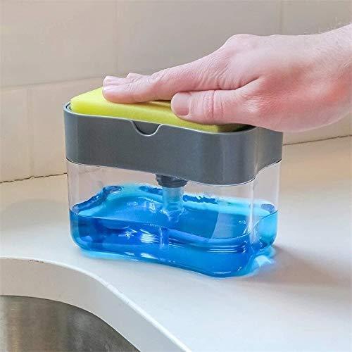 Liquid Pump Dispenser for Dishwasher & Sponge Holder (385 ML) - 1 Free Sponge