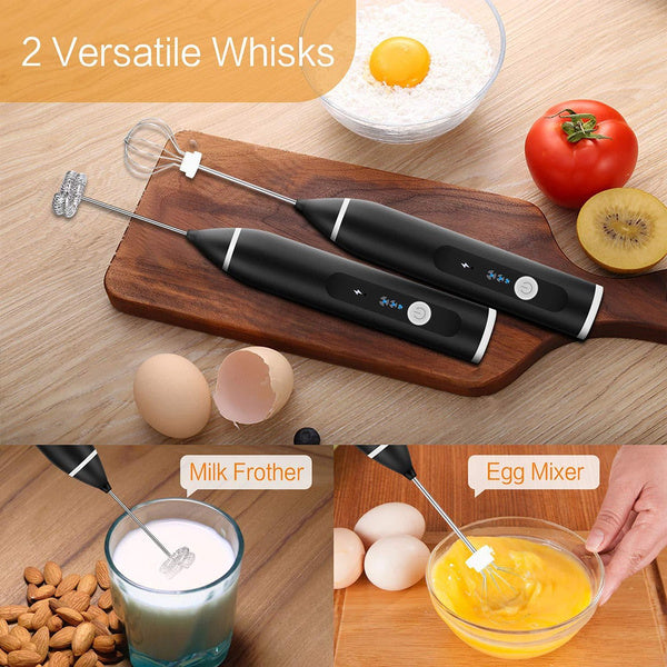 Milk Frother USB Rechargeable with Egg Mixer