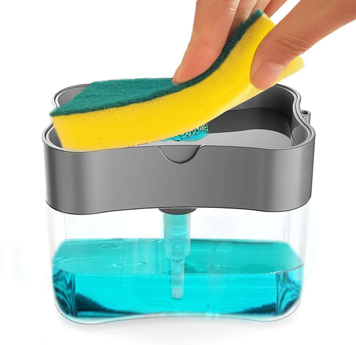 Liquid Pump Dispenser for Dishwasher & Sponge Holder (385 ML) - 1 Free Sponge