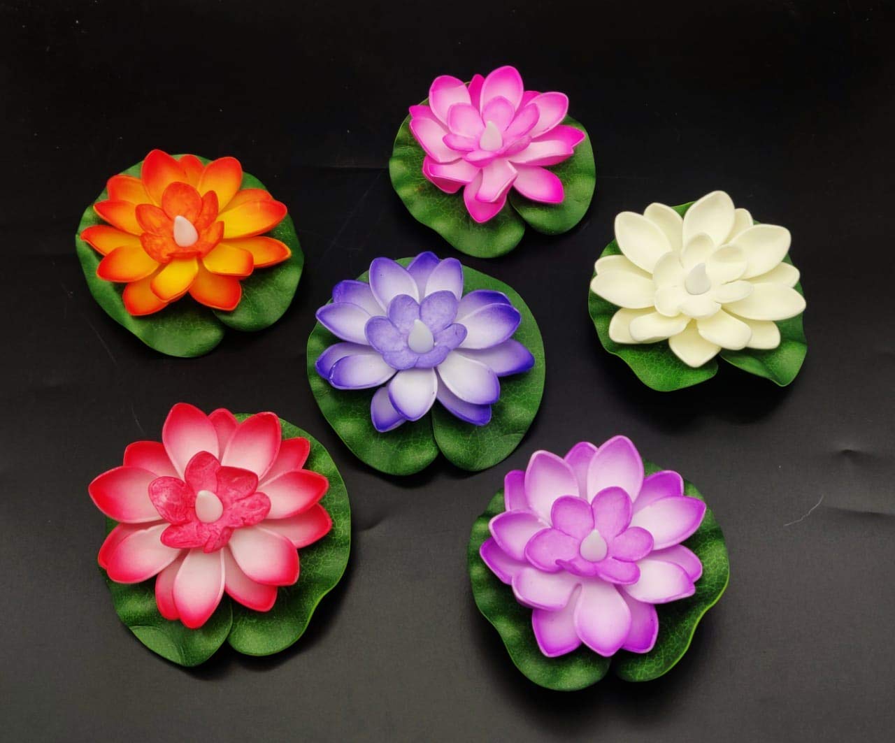 Water Sensor Floating Lotus Flower LED Tea Candles (Multicolor)