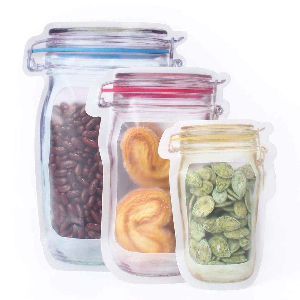 Jar Shaped Air Tight Zipper Pouch (Combo Pack)