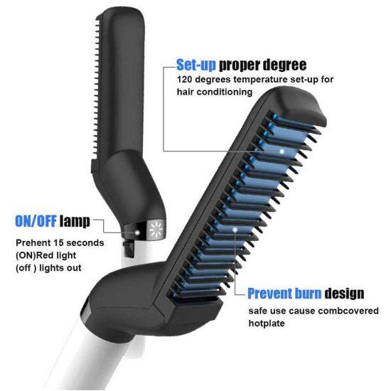 Men's Beard and Hair Curling Straightener Modelling Comb