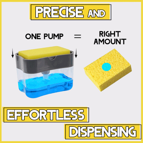 Liquid Pump Dispenser for Dishwasher & Sponge Holder (385 ML) - 1 Free Sponge
