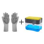 Liquid Pump Dispenser for Dishwasher & Sponge Holder (385 ML) - 1 Free Sponge